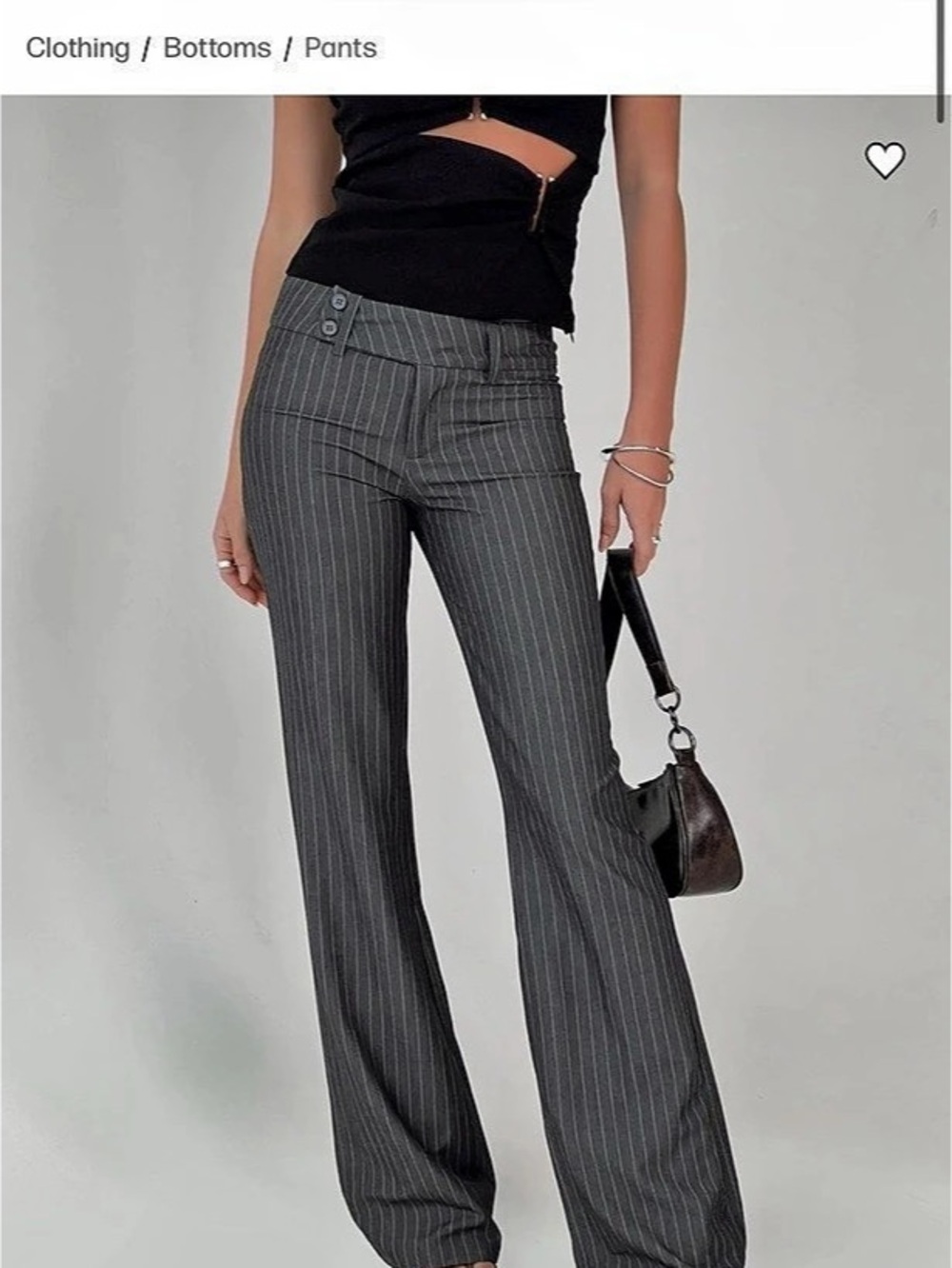 Princess Polly Archer Pants Pinstripe Grey Wide Leg Black & Gray Size 6